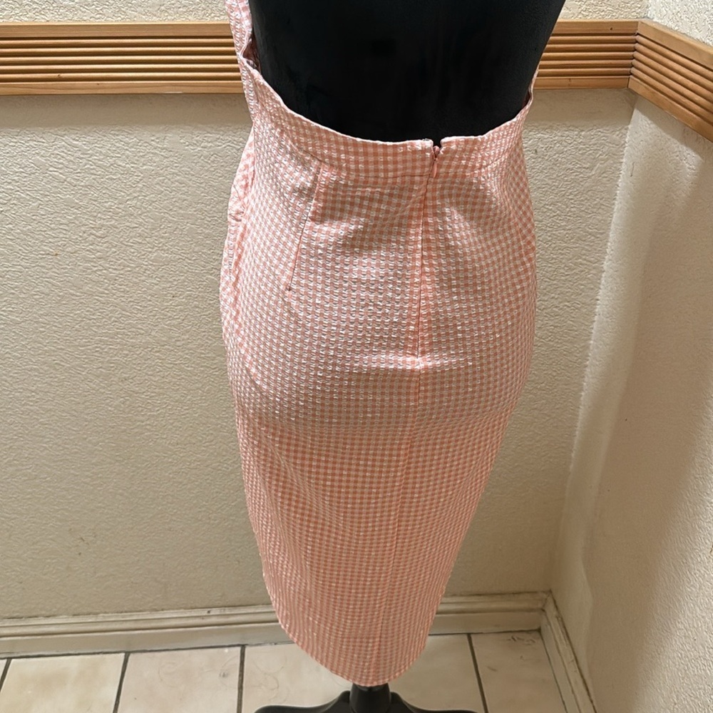 Mango Pink and White Halter Neck Open back Gingham dress size L - Picture 6 of 8